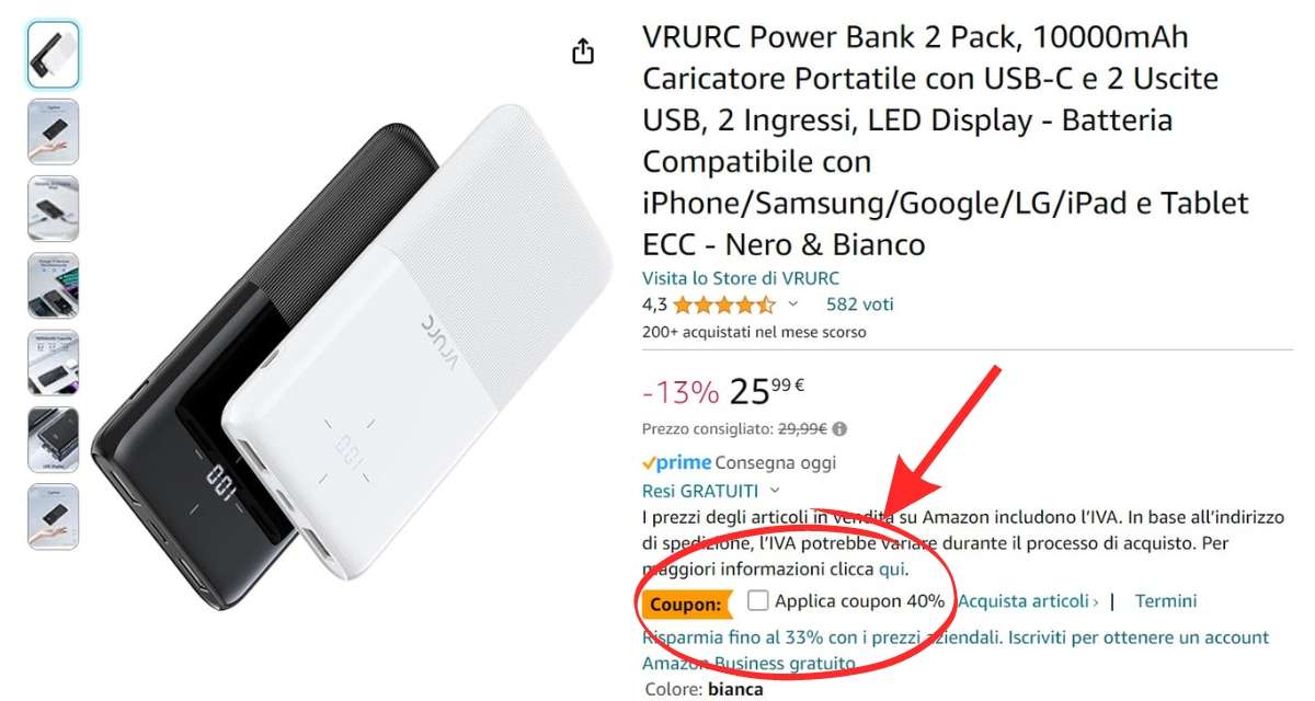 offerta-spaziale-amazon-2-power-bank-prezzo-uno-15e-coupon