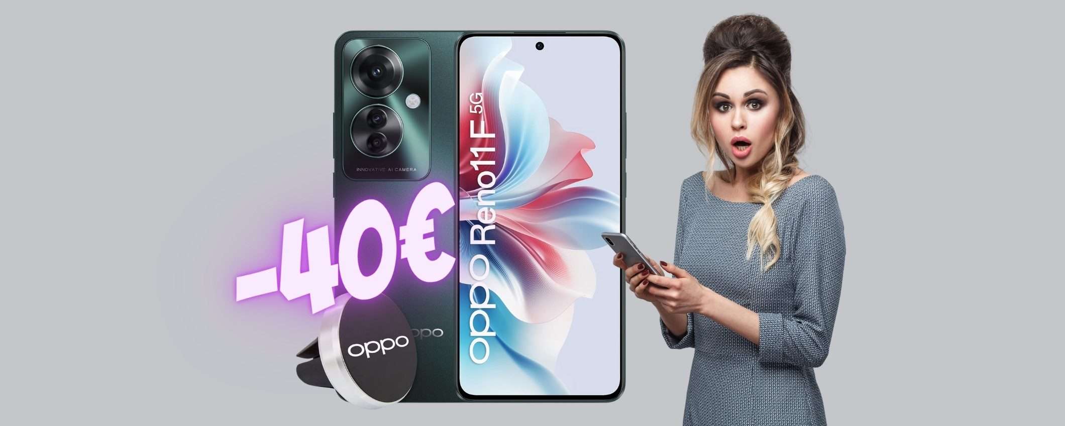 OPPO Reno11 F 5G con 66€ al mese SENZA INTERESSI solo su Amazon