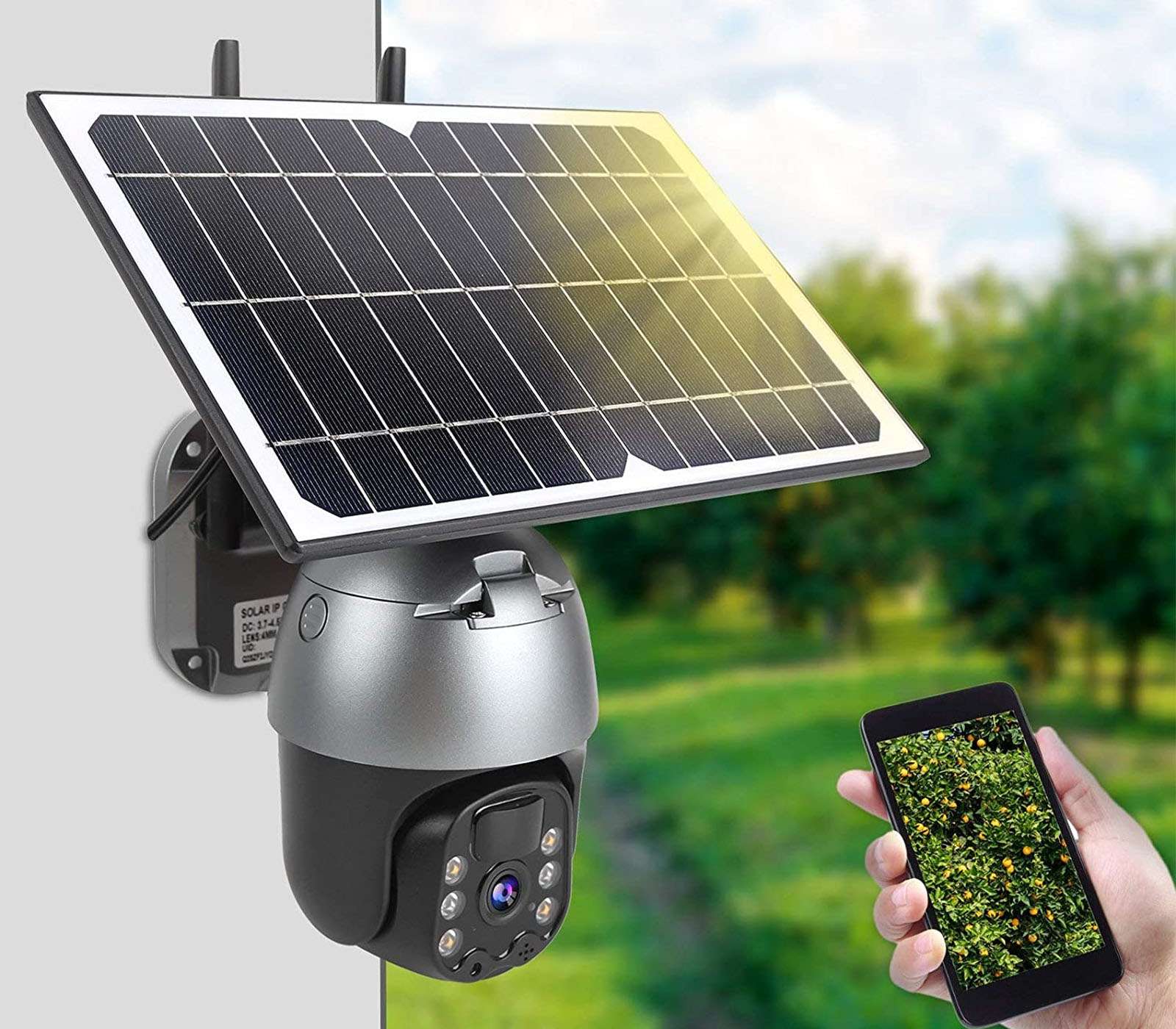 Pannello Solare Per Telecamere Trail, 12V/1A O 6V/2A, Batteria Litio 5000 MAh, IP66 Impermeabile, Con Cavo USB