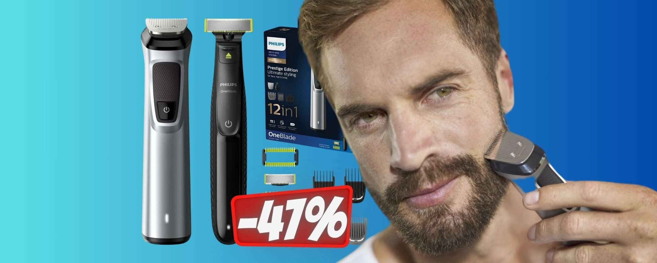 Philips Multigroom Serie 9000 + OneBlade al MINIMO STORICO (-47%) Philips Multigroom Serie 9000 + OneBlade al MINIMO STORICO (-47%)