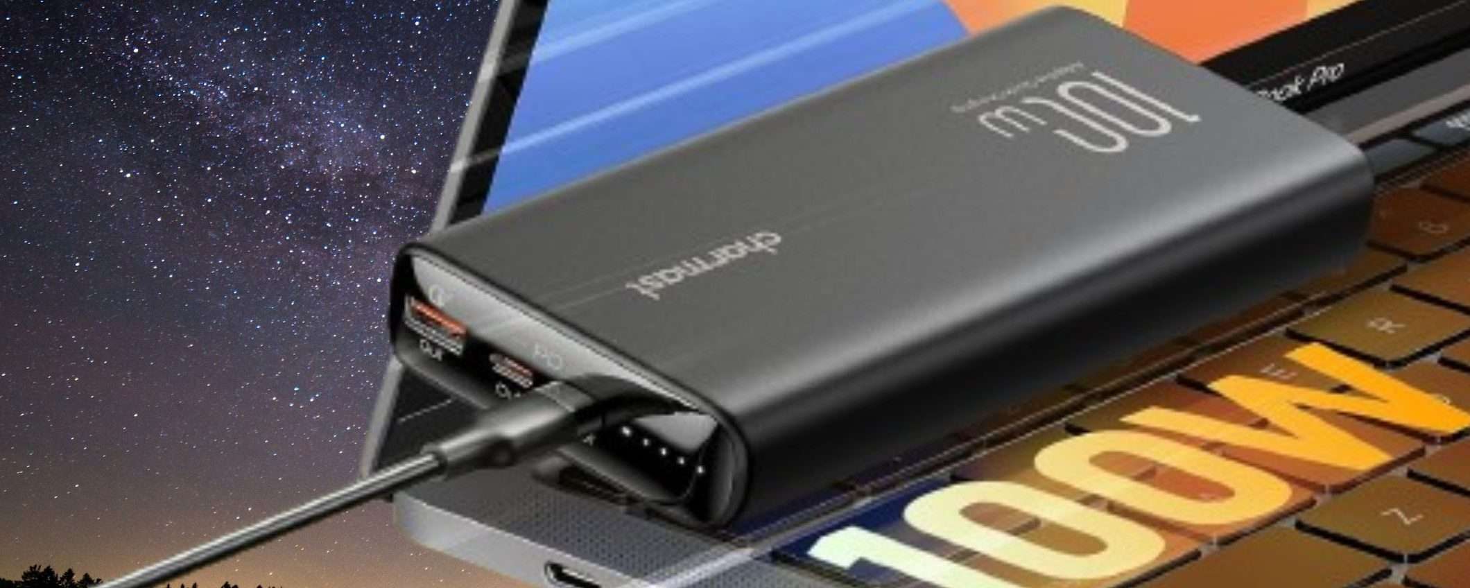 Powerbank 100W a prezzo SHOCK: potentissimo, ricarica anche il PC (35€)