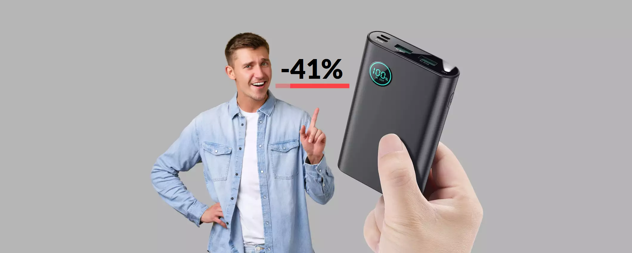 Powerbank multiporta a 15€: è completissima ed ha pure la torcia