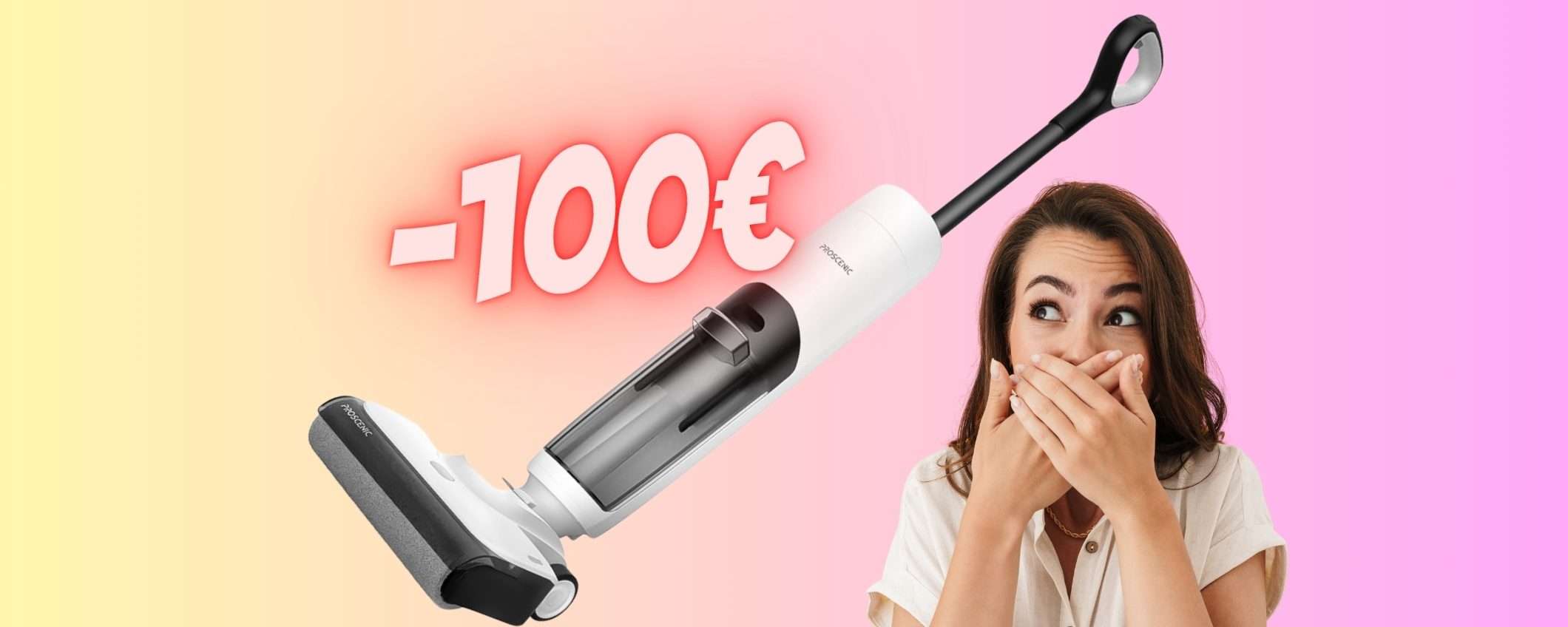 Proscenic F10: aspirapolvere e lavapavimenti senza fili a 100€ in MENO