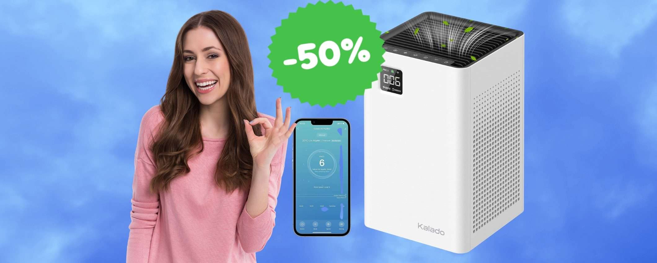 Purificatore d'aria smart fino a 1300 mq compatibile con Alexa (-50%) Purificatore d'aria smart fino a 1300 mq compatibile con Alexa (-50%)