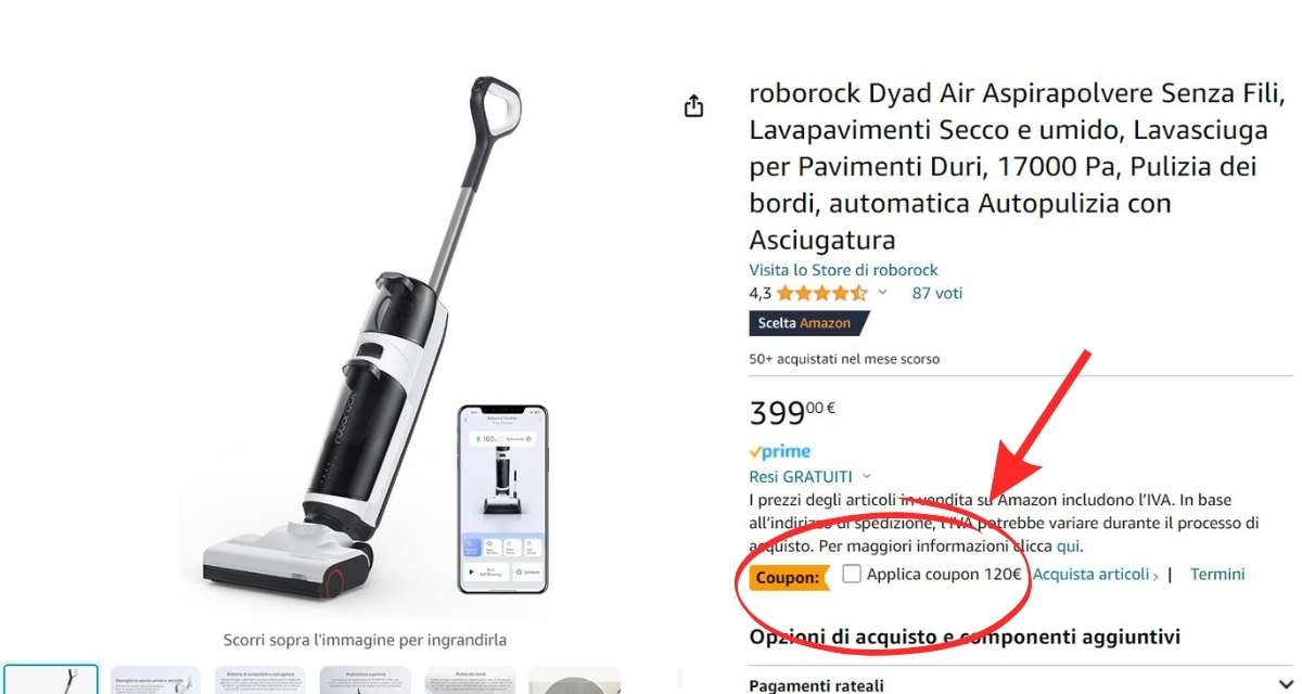 roborock-dyad-air-aspirapolvere-lavapavimenti-sconto-120e-coupon