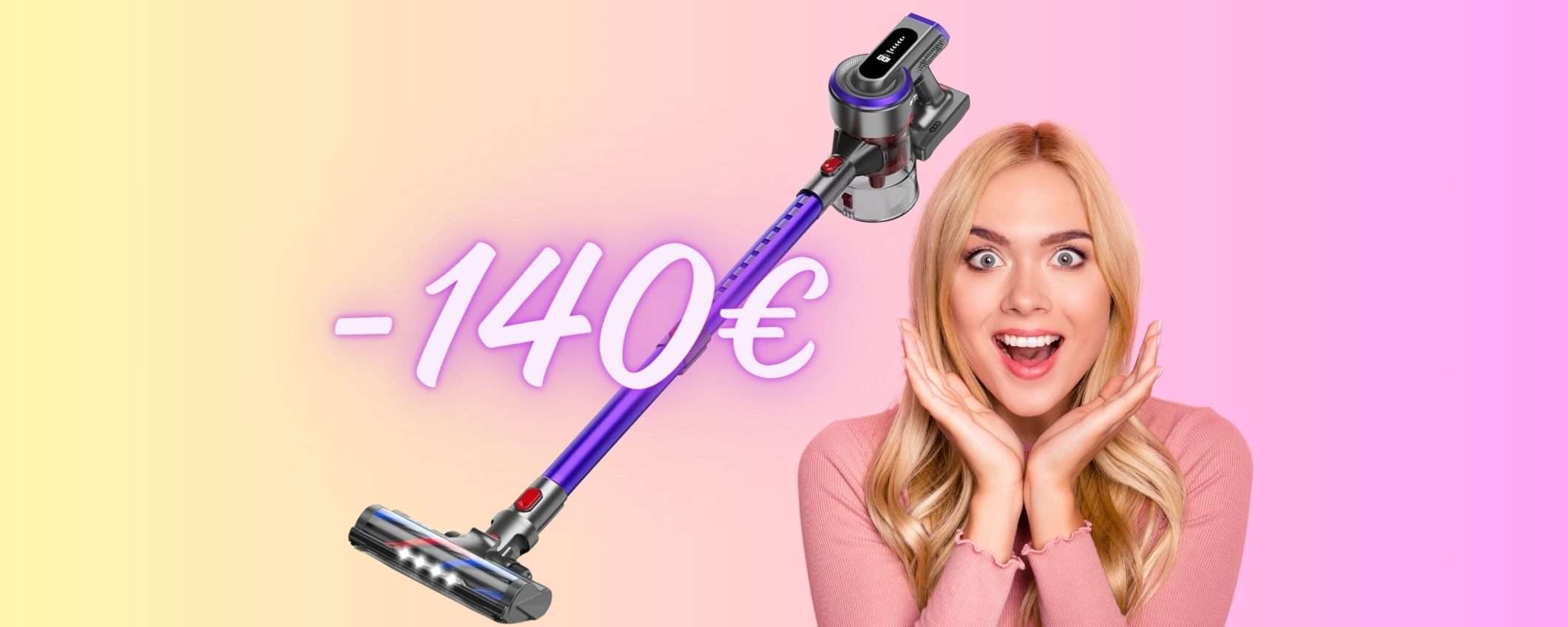 Scopa elettrica da 38Kpa e 55min autonomia a 140€ in MENO (Amazon) Scopa elettrica da 38Kpa e 55min autonomia a 140€ in MENO (Amazon)