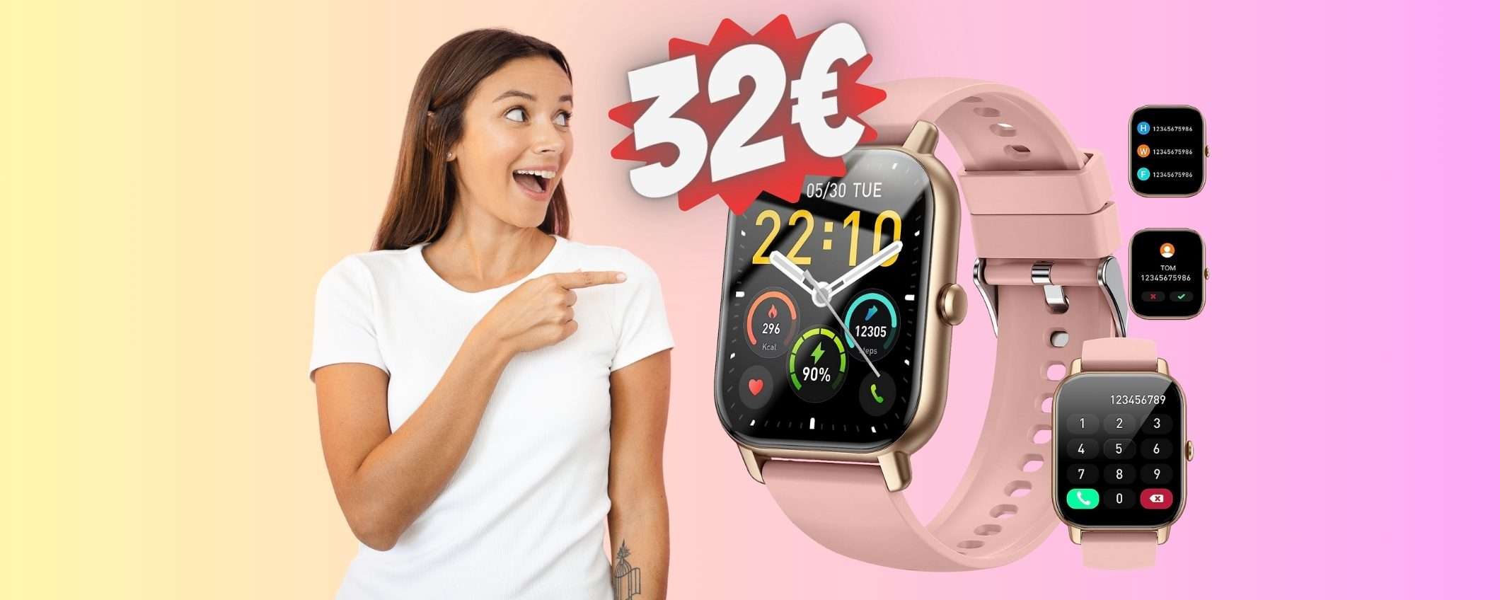 Smartwatch elegante con risposta chiamate a SOLI 32€ in PROMO Amazon Smartwatch elegante con risposta chiamate a SOLI 32€ in PROMO Amazon