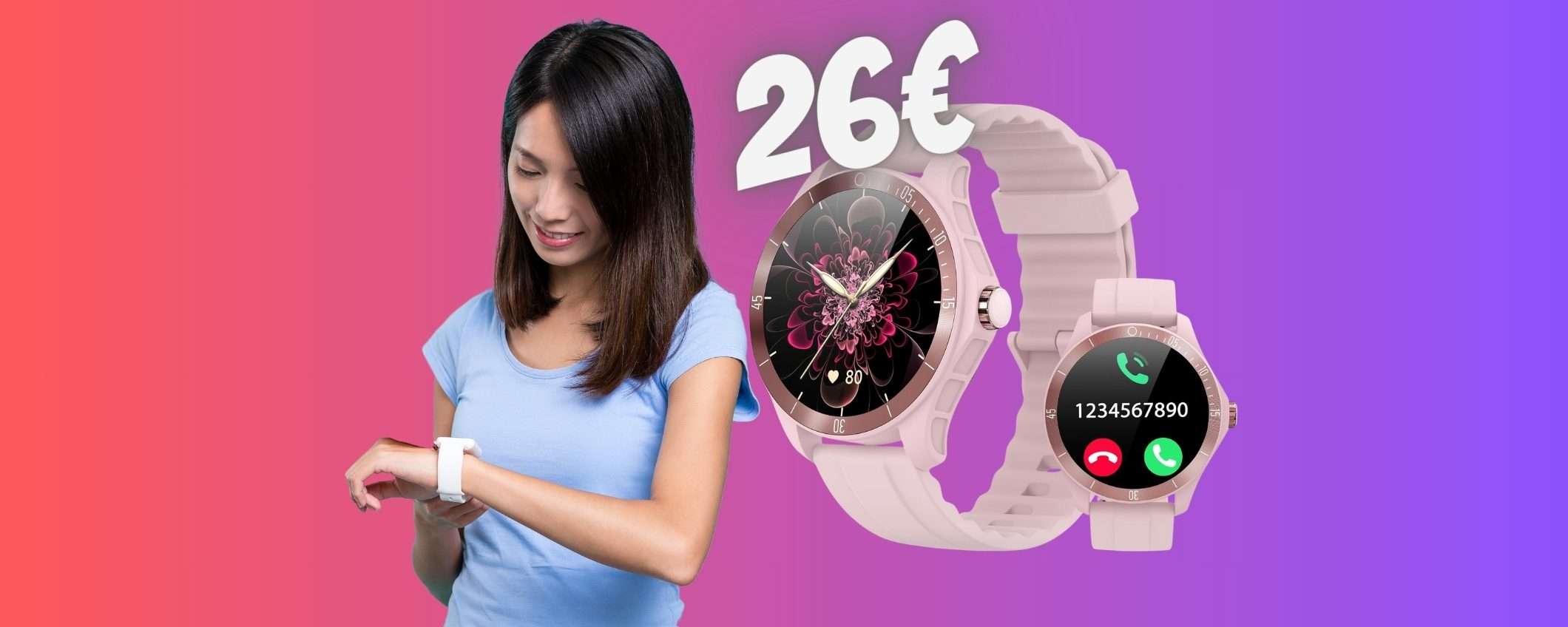 Solo 26€ per questo smartwatch con microfono per le chiamate
