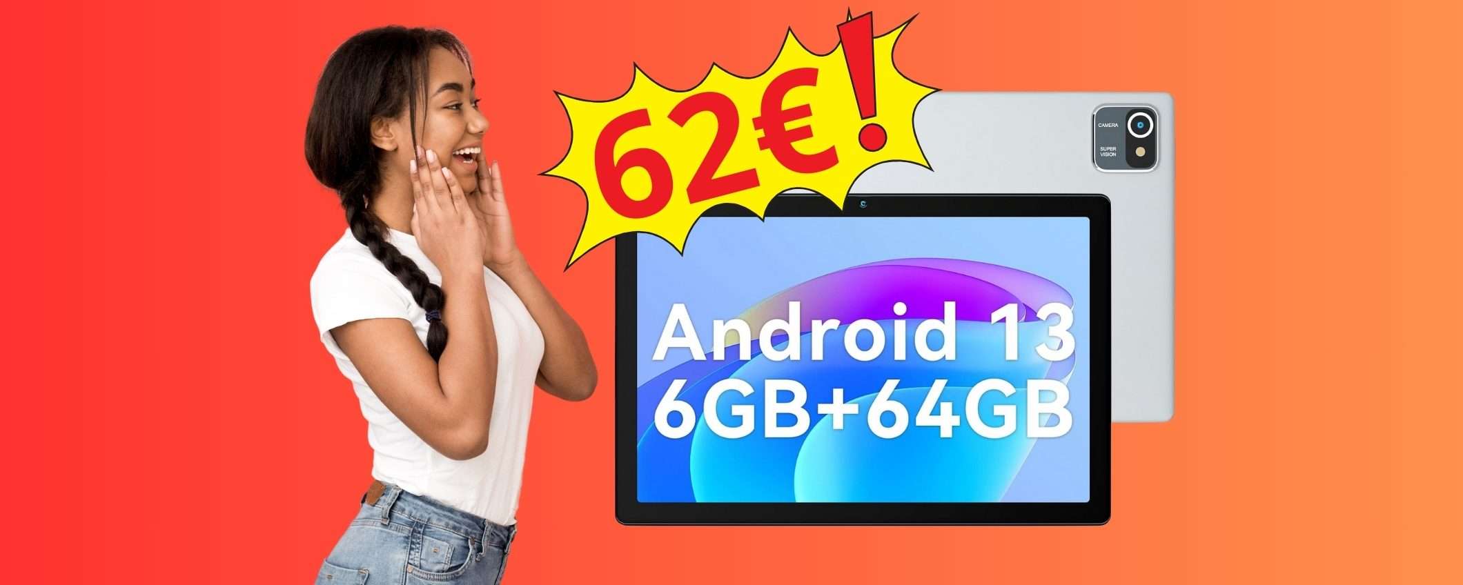 Tablet da 10 pollici con Android 13 a PREZZO REGALO (solo 62€)