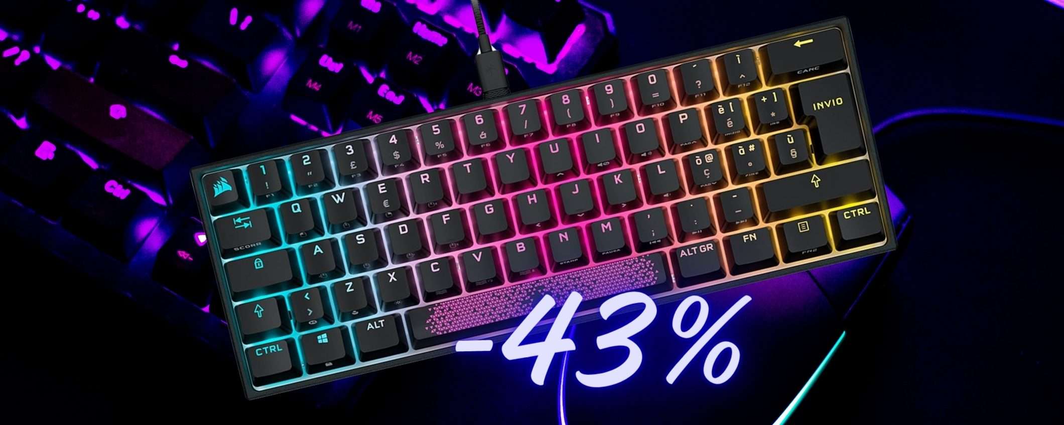La tastiera da gaming Corsair K65 è in PROMOZIONE al 43% su Amazon
