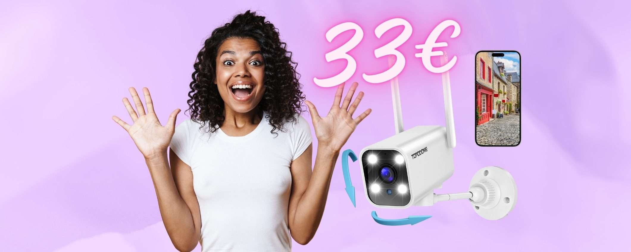 Telecamera WiFi IP66 con sensore di movimento a SOLI 33€ con il COUPON Telecamera WiFi IP66 con sensore di movimento a SOLI 33€ con il COUPON