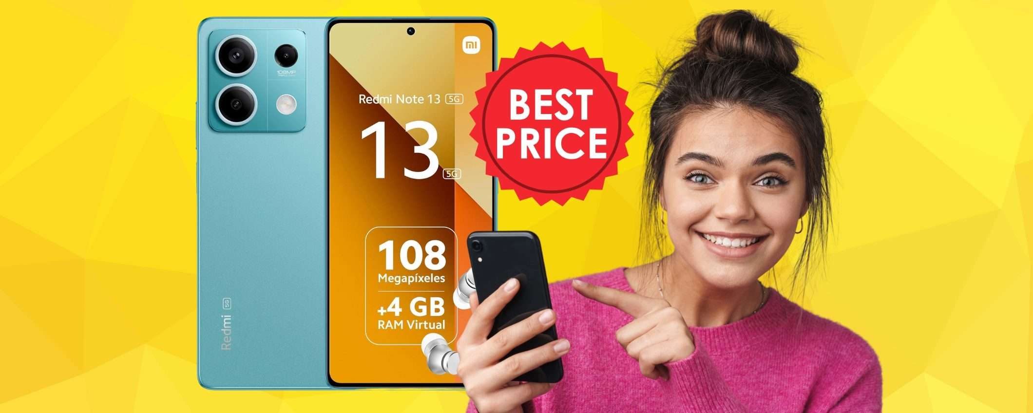 Xiaomi Redmi Note 13 5G da 256GB, con fotocamera da 108MP (-16%)