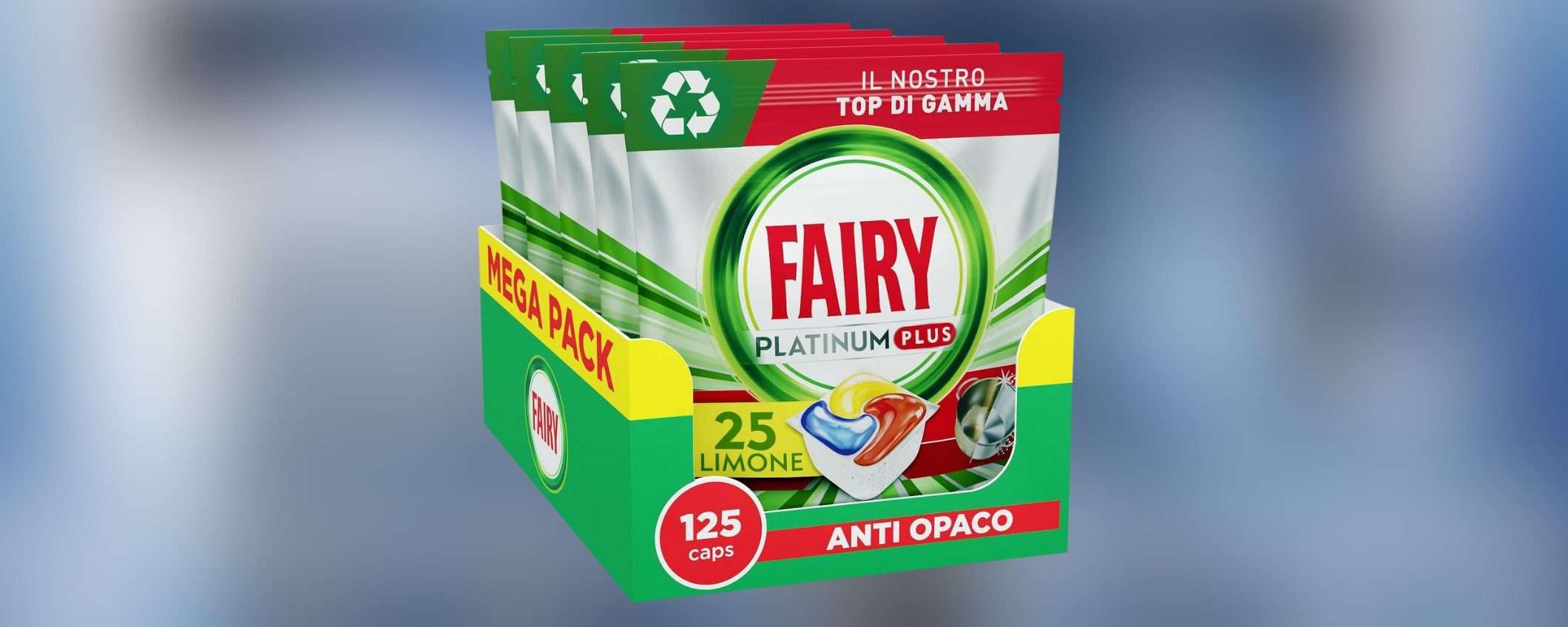 Fairy Platinum Plus per Lavastoviglie: 125 capsule a PREZZO SCORTA (-25%) Fairy Platinum Plus per Lavastoviglie: 125 capsule a PREZZO SCORTA (-25%)