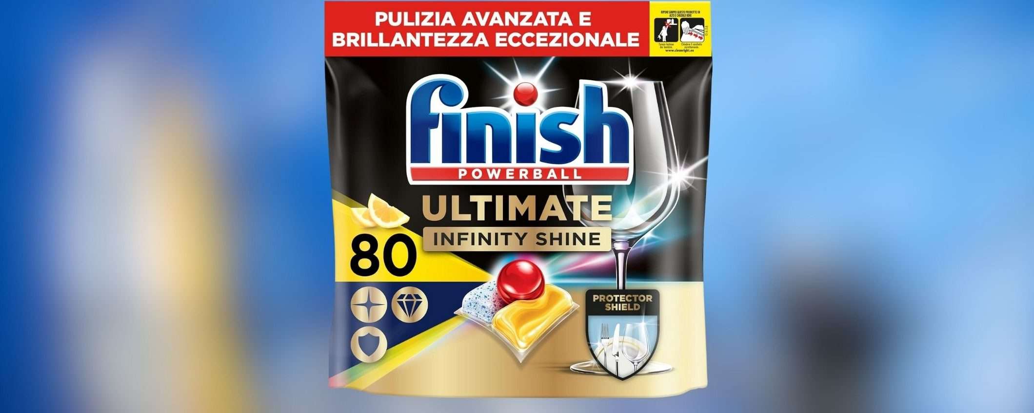 Finish Ultimate Infinity Shine per lavastoviglie: pulito BRILLANTE, 80 capsule a PREZZO SCORTA Finish Ultimate Infinity Shine per lavastoviglie: pulito BRILLANTE, 80 capsule a PREZZO SCORTA