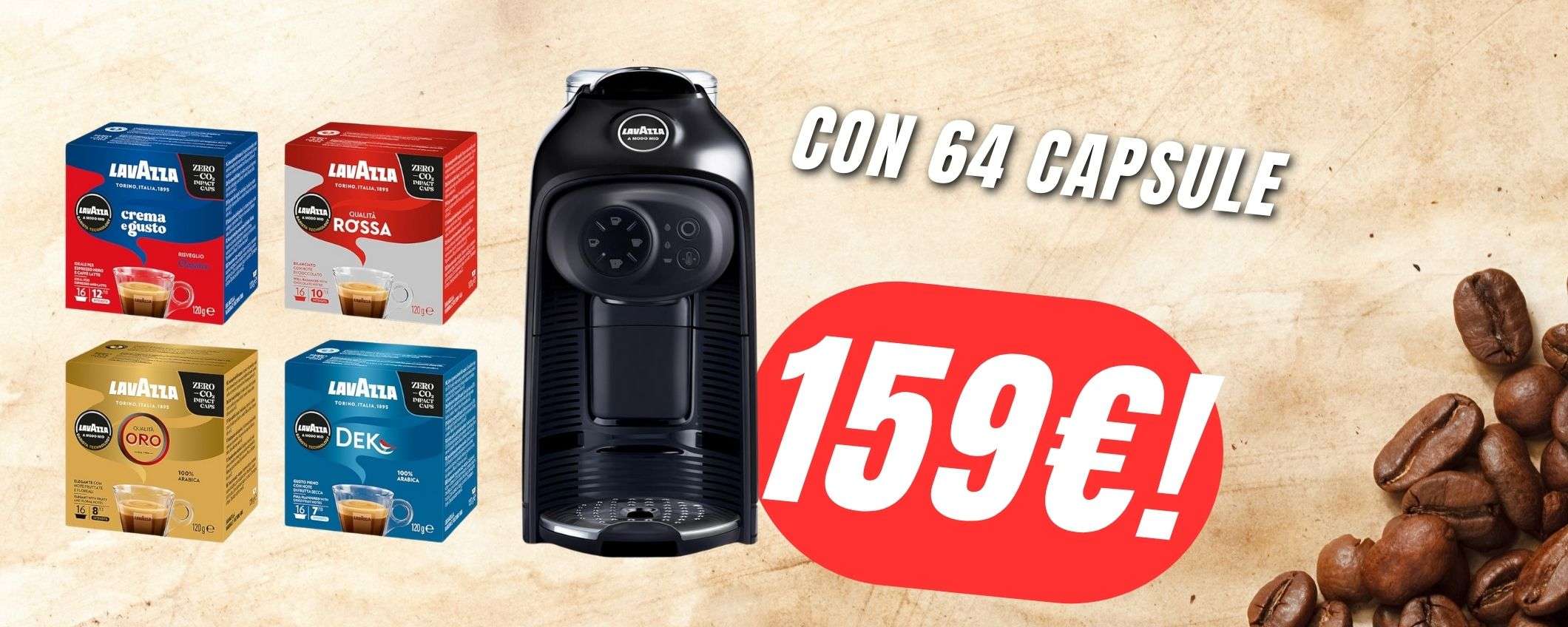 Macchina da caffè LAVAZZA+64 CAPSULE in sconto a -30€ su Amazon!