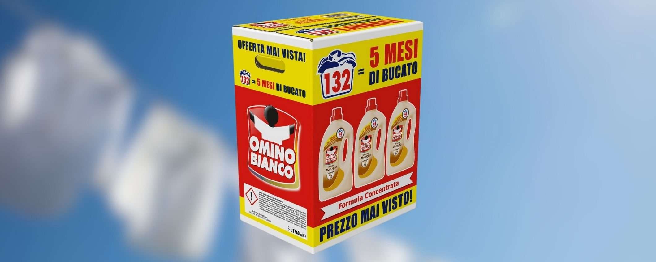 Detersivo lavatrice liquido Omino Bianco: la confezione da 3 a PREZZO SCORTA (-42%) Detersivo lavatrice liquido Omino Bianco: la confezione da 3 a PREZZO SCORTA (-42%)