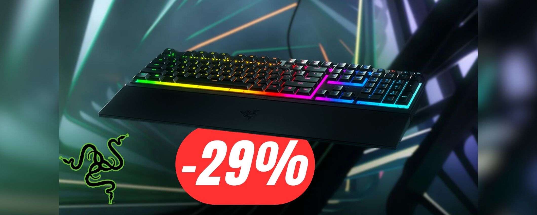 La TASTIERA meccanica di Razer scontata del 29% è perfetta per scrivere e per giocare! La TASTIERA meccanica di Razer scontata del 29% è perfetta per scrivere e per giocare!