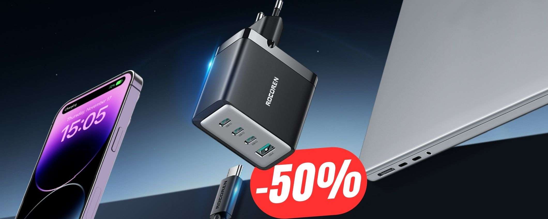 Caricatore da 67W con 4 porte: lo paghi 21€ grazie al COUPON del -50%! Caricatore da 67W con 4 porte: lo paghi 21€ grazie al COUPON del -50%!