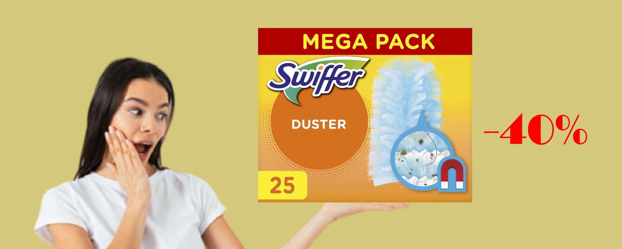 Piumini cattura polvere Swiffer Duster (25 pz): sconto del 40% Piumini cattura polvere Swiffer Duster (25 pz): sconto del 40%