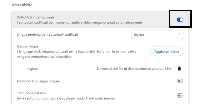 Google Chrome: sottotitoli per video e audio