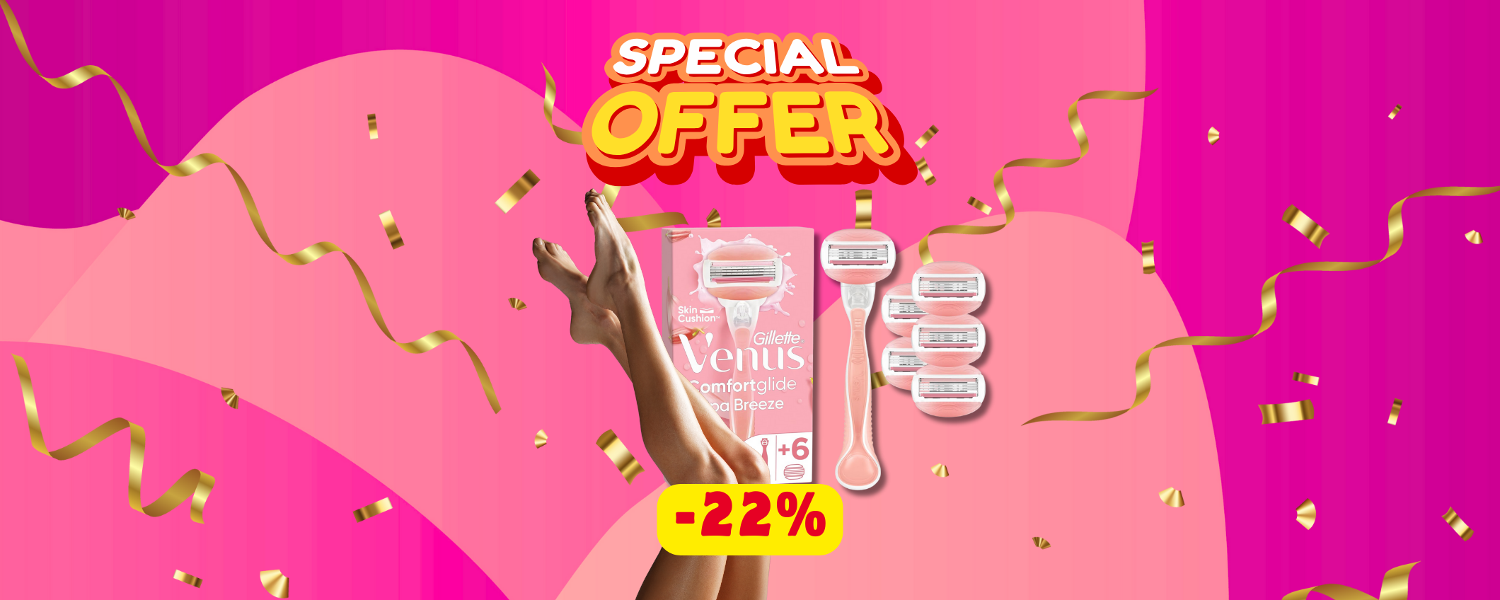 Gambe lisce tutta l'estate con le lamette Gillette Venus, in sconto del 22% Gambe lisce tutta l'estate con le lamette Gillette Venus, in sconto del 22%