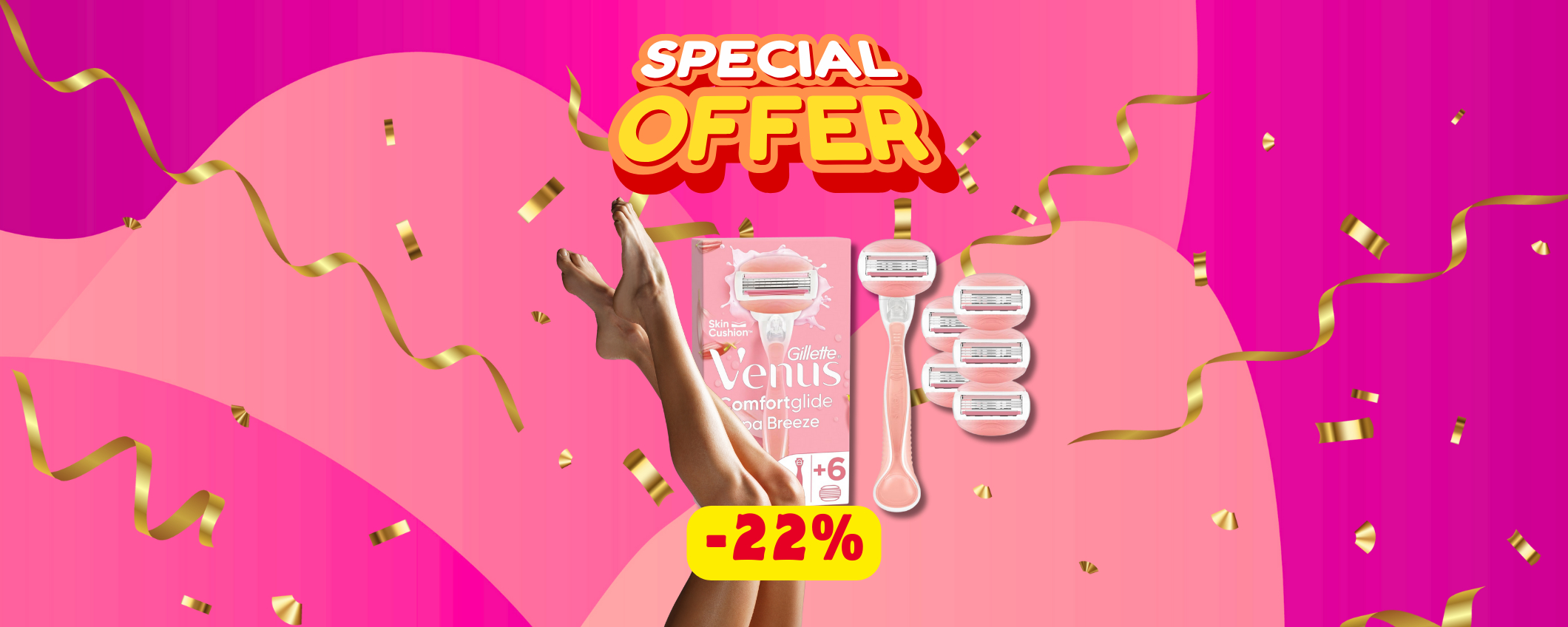 Gambe lisce tutta l'estate con le lamette Gillette Venus, in sconto del 22%