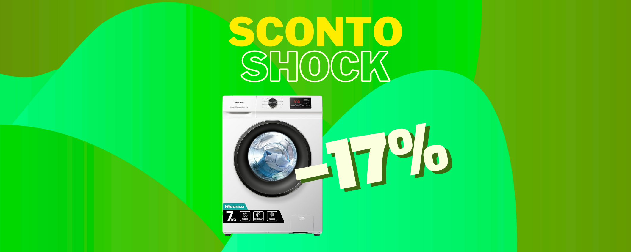 Lavatrice Hisense da 7KG in sconto del 17% su Amazon Lavatrice Hisense da 7KG in sconto del 17% su Amazon