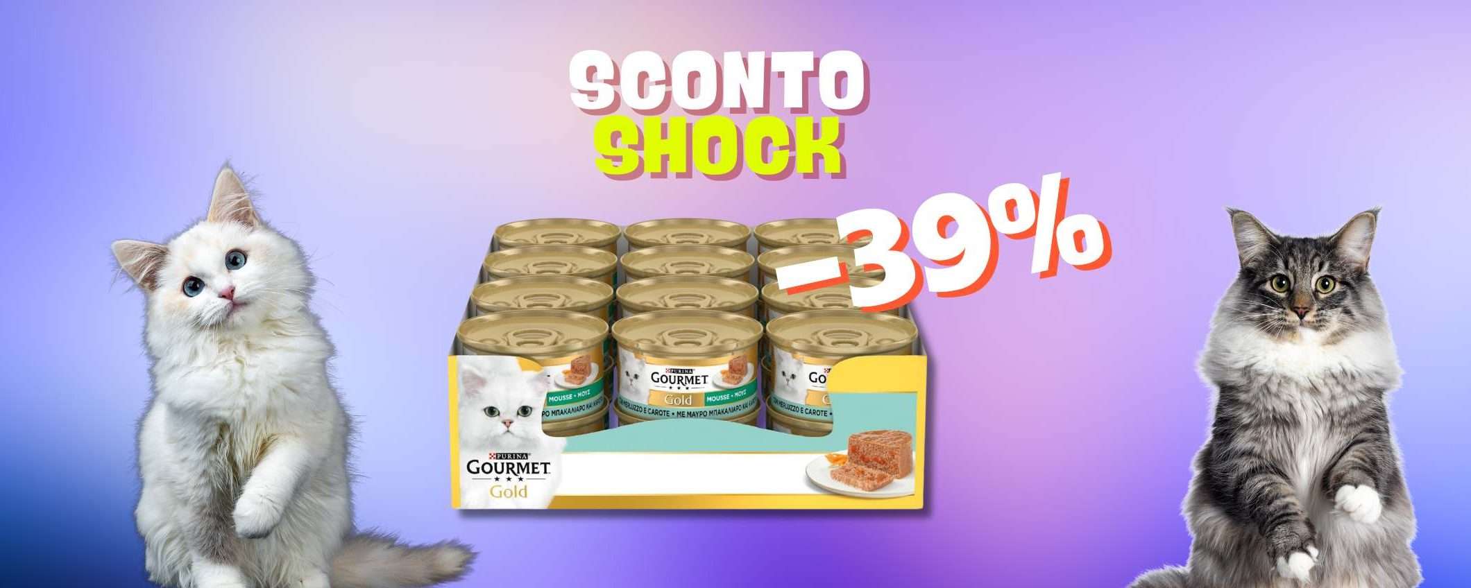 Purina Gourmet Gold: 24 lattine in sconto del 39% Purina Gourmet Gold: 24 lattine in sconto del 39%