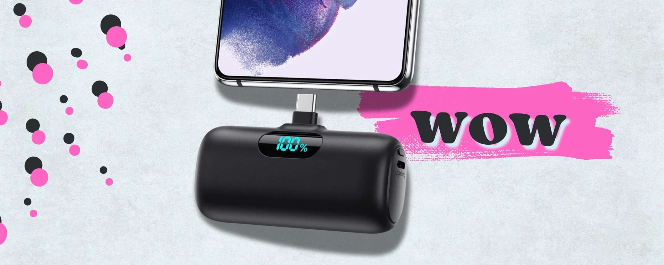 Mini Power Bank USB C senza fili per Samsung, iPhone e altri (18€ Amazon) Mini Power Bank USB C senza fili per Samsung, iPhone e altri (18€ Amazon)
