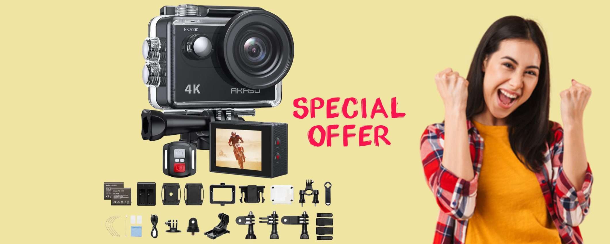 Action Cam 4K con accessori: sconto coupon IMPERDIBILE, tua a 59€ Action Cam 4K con accessori: sconto coupon IMPERDIBILE, tua a 59€