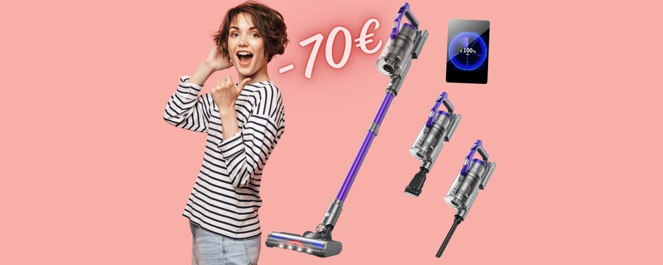 Aspirapolvere senza fili con POTENZA da 38Kpa e autonomia di 55 min (129€) Aspirapolvere senza fili con POTENZA da 38Kpa e autonomia di 55 min (129€)