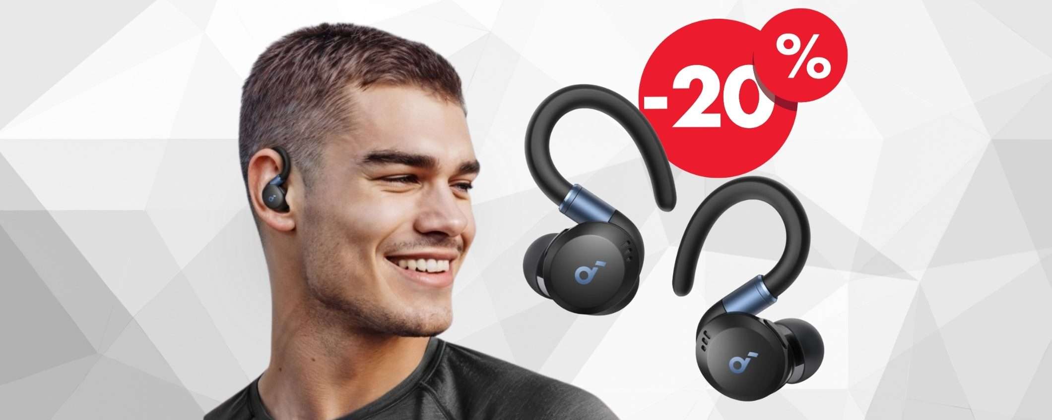 Auricolari wireless per fare sport Anker, stabili e impermeabili (-20%) Auricolari wireless per fare sport Anker, stabili e impermeabili (-20%)