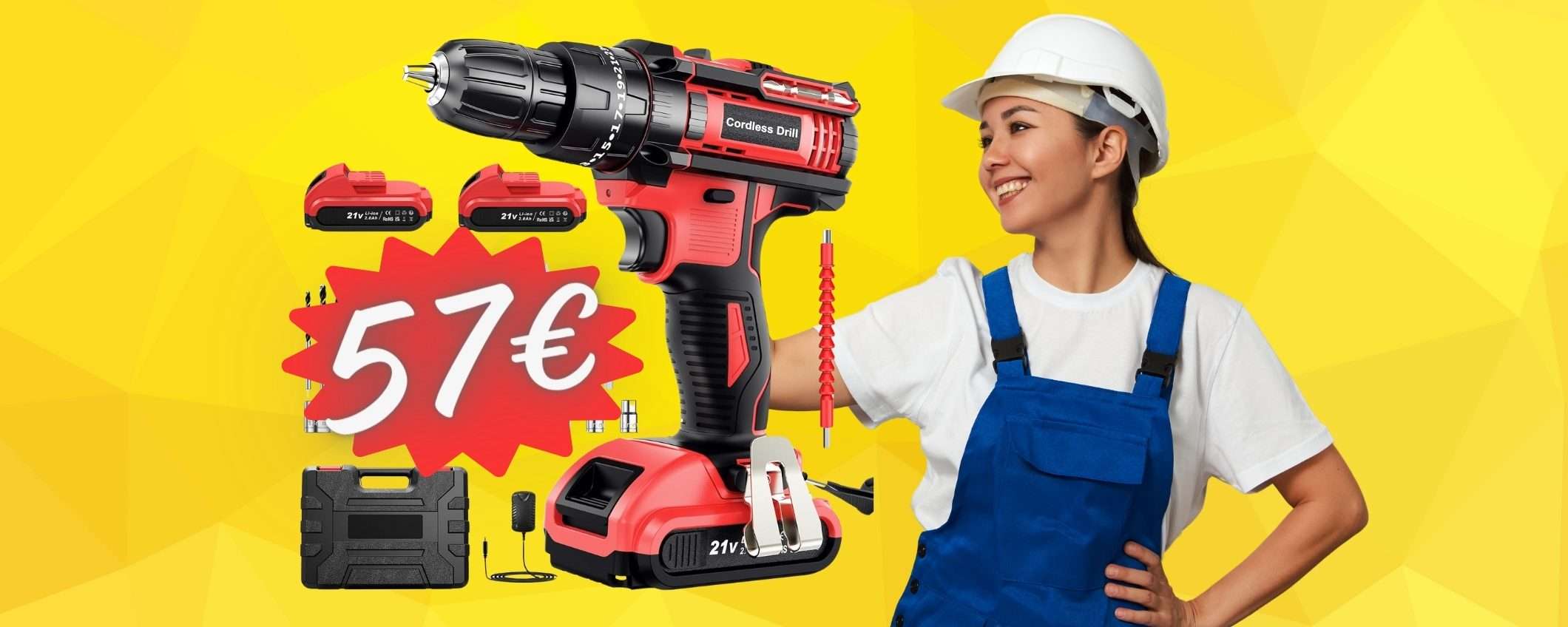 BOMBA Amazon: trapano avvitatore con valigetta e accessori a soli 57€ BOMBA Amazon: trapano avvitatore con valigetta e accessori a soli 57€
