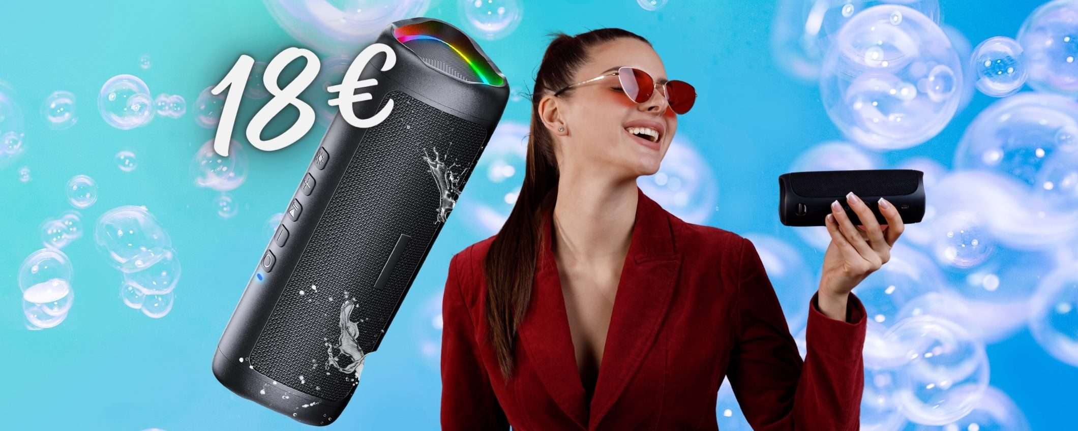 Cassa Bluetooth portatile, con 24h di audio e luci LED a soli 18€ Cassa Bluetooth portatile, con 24h di audio e luci LED a soli 18€