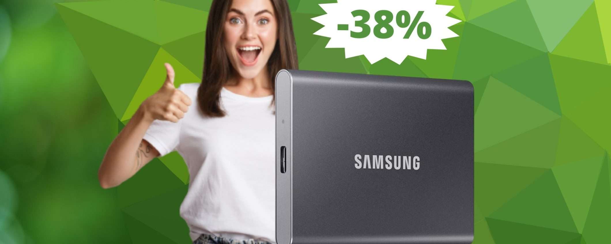 SSD Samsung T7 da 1TB: sconto EPICO del 38% su Amazon SSD Samsung T7 da 1TB: sconto EPICO del 38% su Amazon