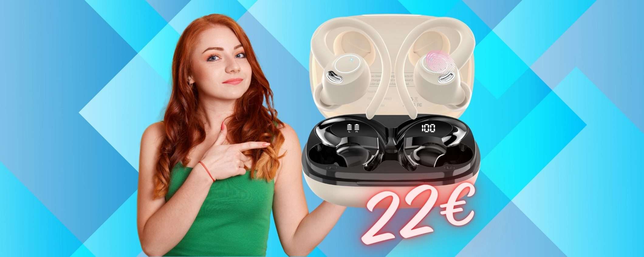 Cuffiette Bluetooth per gli sportivi a PREZZO MINI, solo 22€ su Amazon Cuffiette Bluetooth per gli sportivi a PREZZO MINI, solo 22€ su Amazon