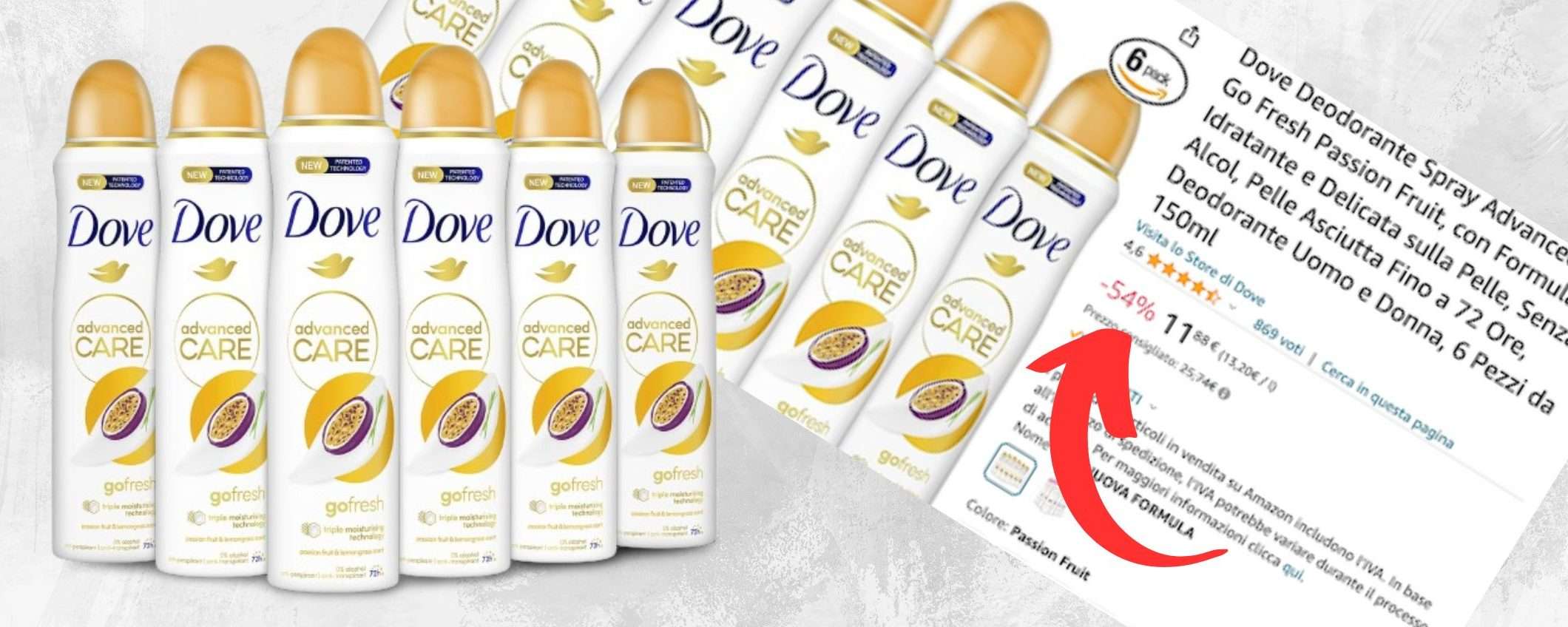 Dove, deodorante MEGA SCORTA in promo SHOCK su Amazon: 6 pz a 11,88€ (-54%) Dove, deodorante MEGA SCORTA in promo SHOCK su Amazon: 6 pz a 11,88€ (-54%)