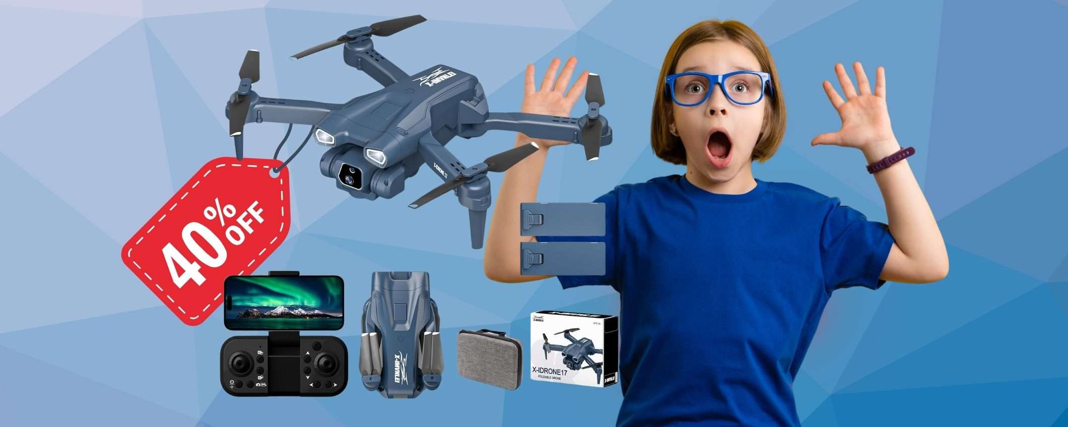Drone WiFi con telecamera doppia 4K in SCONTO del 40% su Amazon Drone WiFi con telecamera doppia 4K in SCONTO del 40% su Amazon