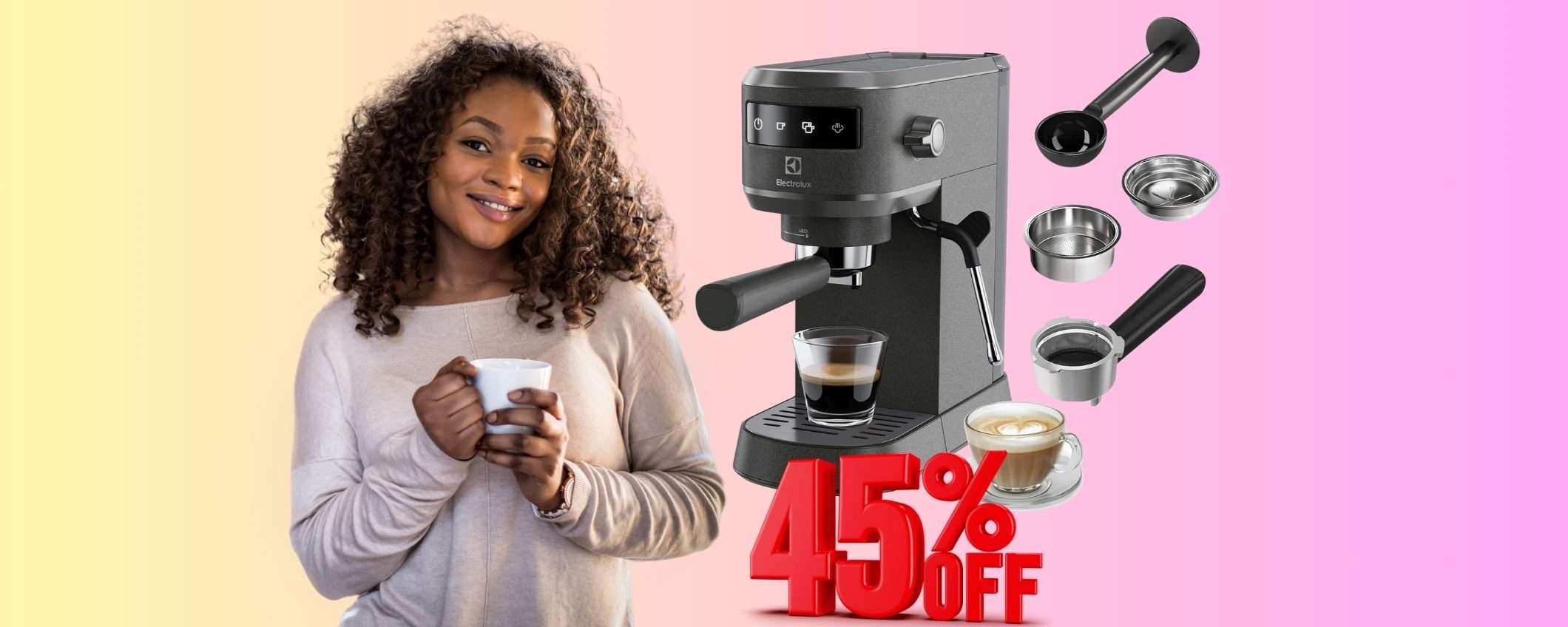 Electrolux: macchina per caffè, in polvere o cialde, e cappuccino (-45%) Electrolux: macchina per caffè, in polvere o cialde, e cappuccino (-45%)