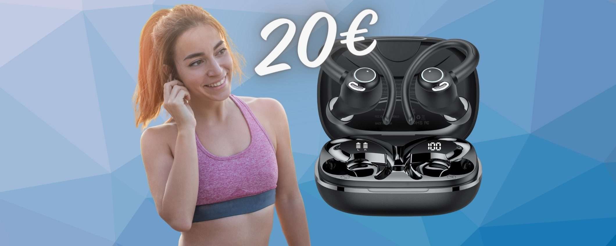 Fai sport con questi auricolari wireless con gancetti tuoi a 20€