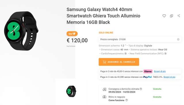 galaxy watch 4 120 euro da unieuro