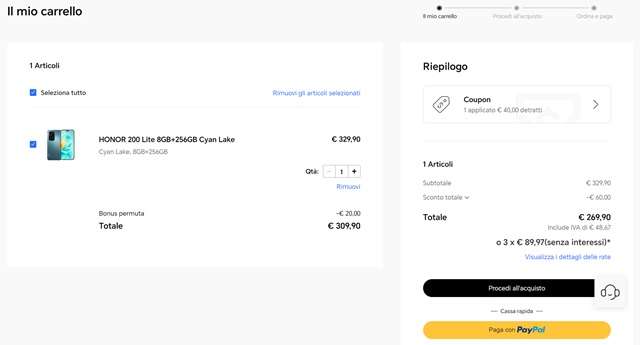 honor 200 lite 269 euro