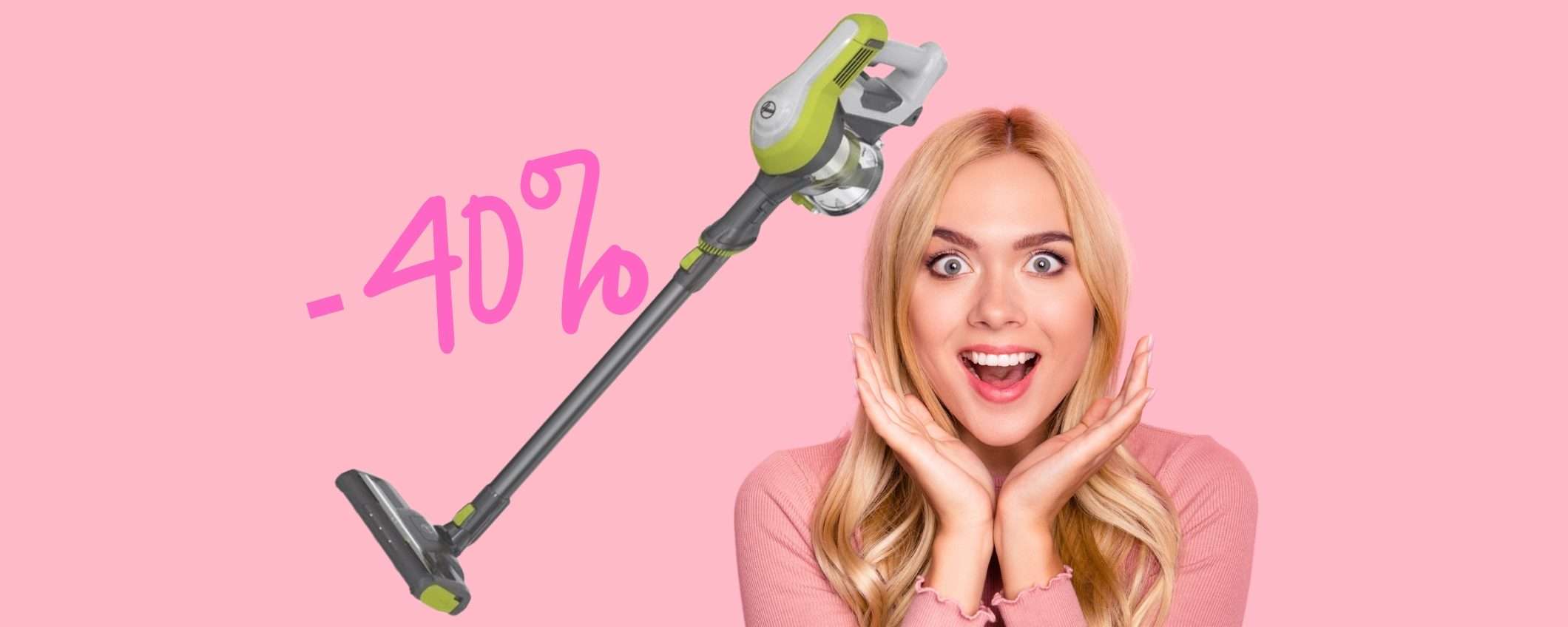 Hoover HF100: aspirapolvere senza fili leggero e potente in SCONTO del 40%