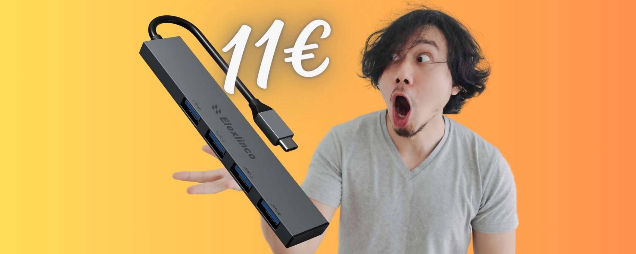 Hub USB con 4 porte per aumentare le uscite del tuo PC, solo 11€ Hub USB con 4 porte per aumentare le uscite del tuo PC, solo 11€