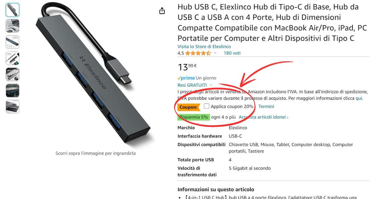 hub-usb-4-porte-aumentare-uscite-tuo-pc-solo-11e-coupon