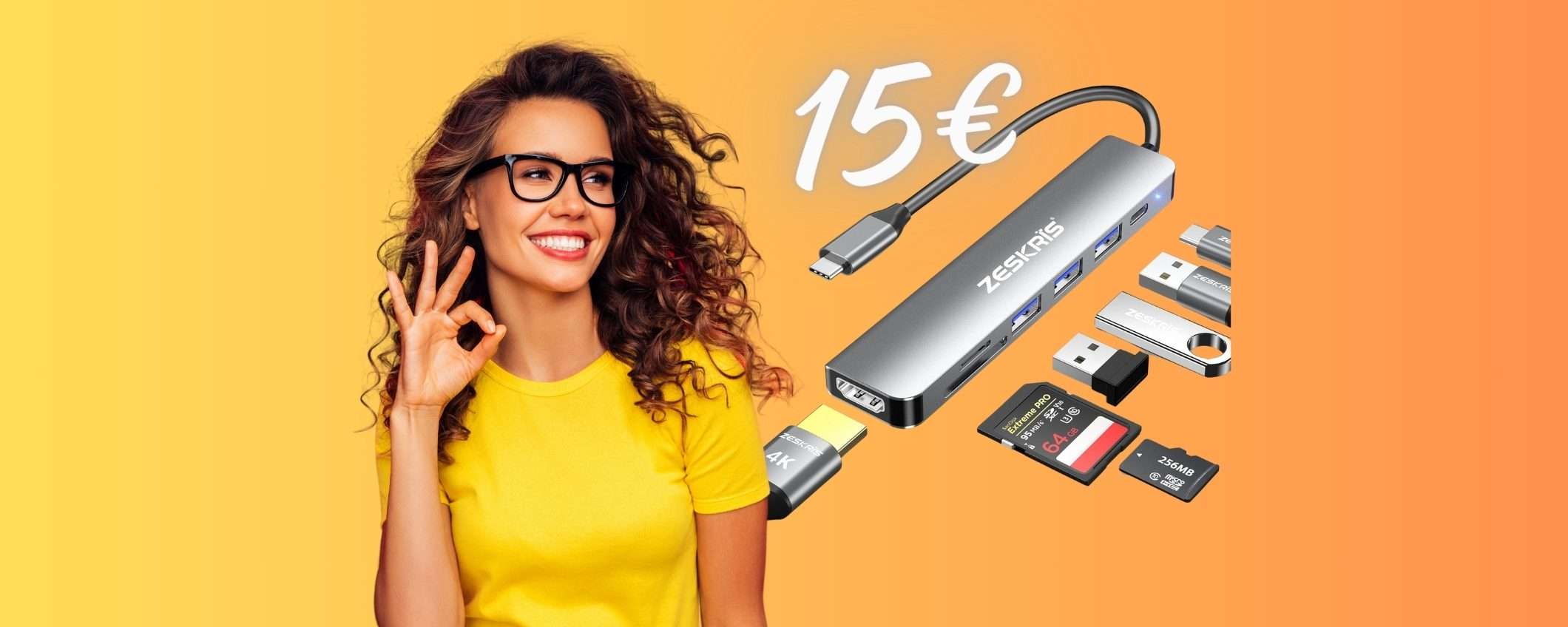 Hub USB 7 in 1 SPETTACOLO e il prezzo è a terra, ora è tuo a SOLI 15€