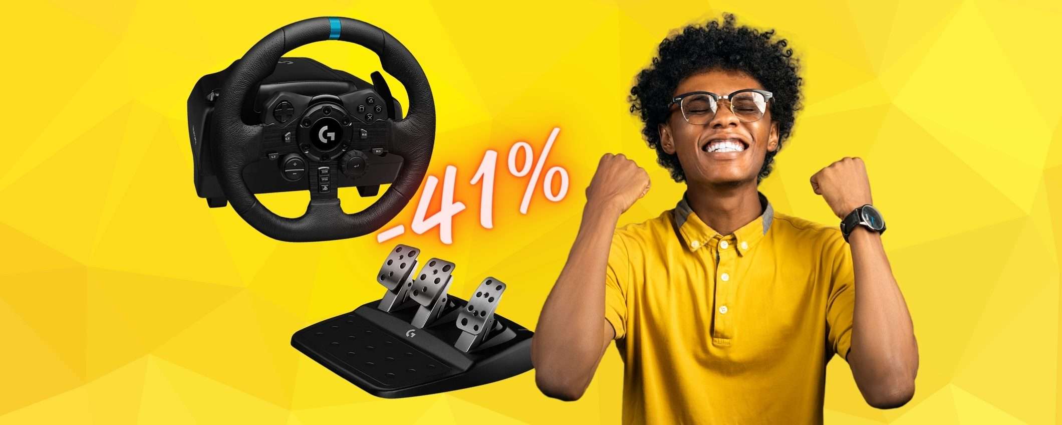 Logitech G G923: volante da corsa e pedali per PS4/5 e PC al 41%