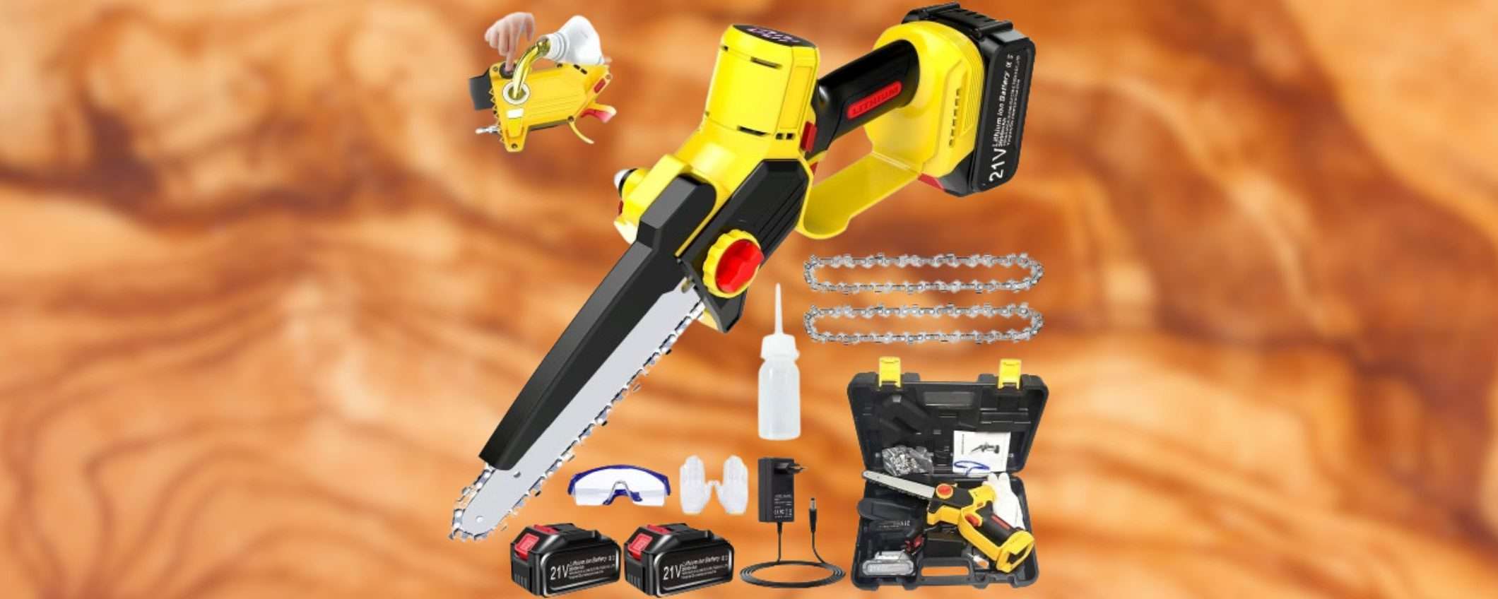 Motosega con barra XL da 20 cm e 2 batterie a prezzo SHOCK (58€) Motosega con barra XL da 20 cm e 2 batterie a prezzo SHOCK (58€)