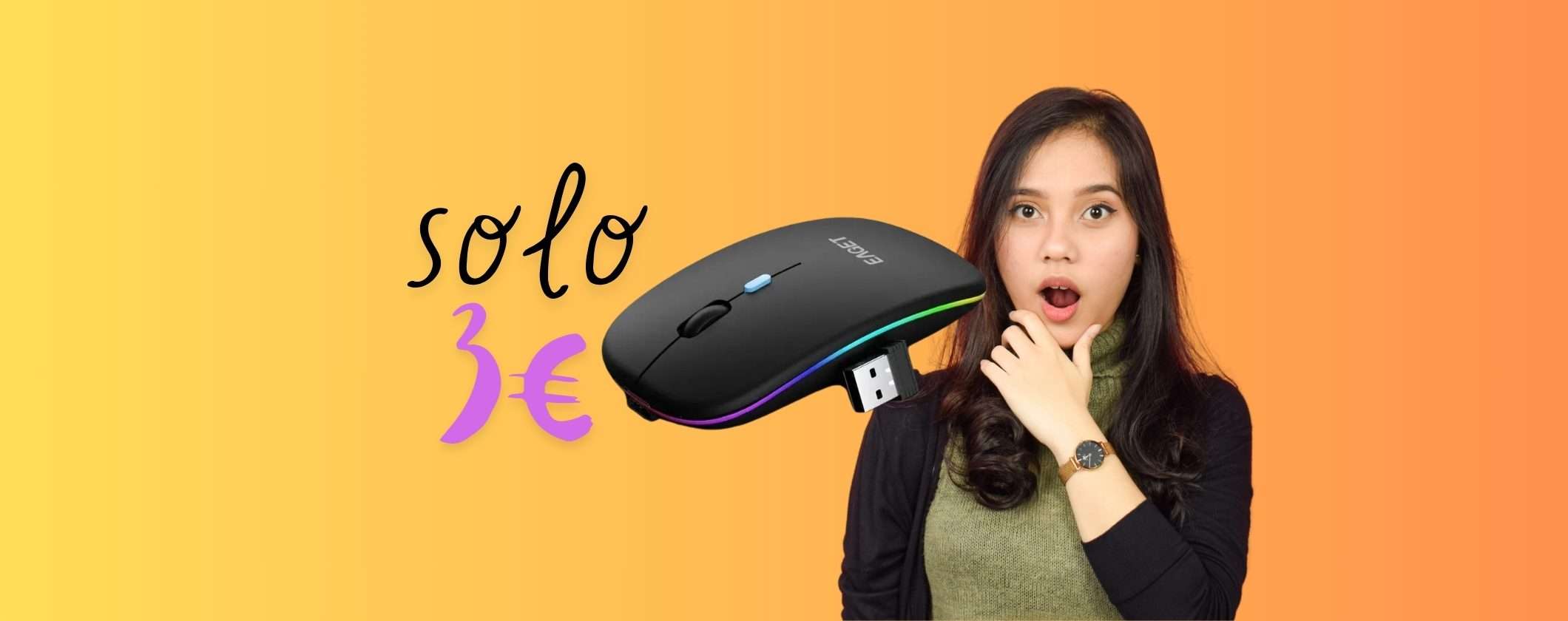 Mouse Wireless muto e sottile a soli 3€ in OFFERTA LAMPO Mouse Wireless muto e sottile a soli 3€ in OFFERTA LAMPO