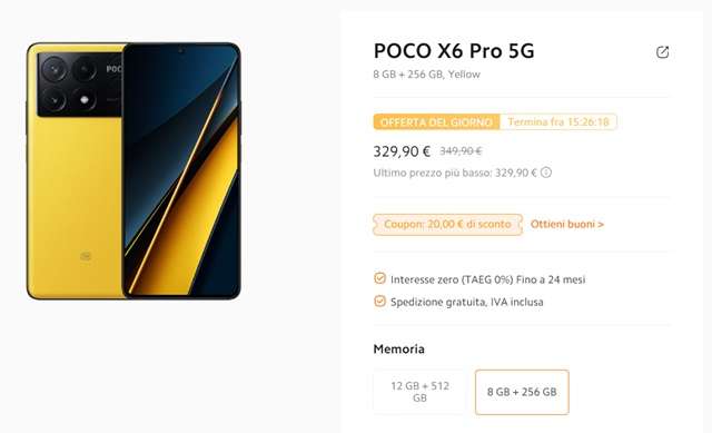 poco x6 pro 309,90 euro